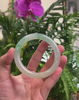 Baikalla Icy Light Green & Apple-Green "Traditional Round" Jadeite Jade Bangle Bracelet (60.7mm) 
