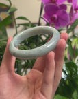 Baikalla Light Blue-Green Jadeite Jade "Half Round" Bangle Bracelet (58.3mm) 
