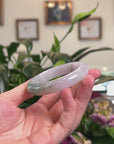 Baikalla 18ky Gold Inlay Natural Icy Lavender & Blue-Green Flower Jadeite Jade "Half Round" Bangle Bracelet (55.4mm) 