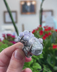 Baikalla Natural Lavender & Green Jadeite Jade "PiXiu" Sterling Silver Ring 