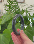 Baikalla Natural Black Wuji Jadeite Jade Bangle Bracelet (64.5 mm) 