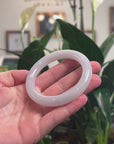 Baikalla Natural Icy Jadeite Jade "Traditional Round" Bangle Bracelet (55.8mm) 