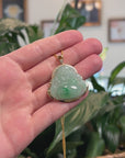 Baikalla "Laughing Buddha" 14k Gold Genuine Green Jadeite Jade W/ Diamonds