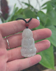 Genuine Burmese Blue Jadeite Jade Guanyin Necklace