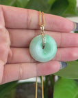 "Good Luck Button" Lavender Jadeite Jade Lucky KouKou Pendant With 14K Yellow Gold Bail