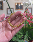 Baikalla Natural Yellow Jadeite Jade Round Bead Bracelet W/ 18ky Gold Clasp (6.5mm)
