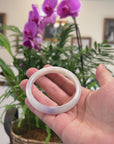 Baikalla Light Icy Intense Lavender Patch Jadeite Jade "Half Round" Bangle Bracelet (59.6mm) 