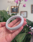 Baikalla Natural Light Lavender & Green Jadeite Jade "Half Round" Bangle Bracelet (60.6mm) 