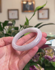 Baikalla Natural Light Lavender Jadeite Jade "Half Round" Bangle Bracelet (56.1mm) 