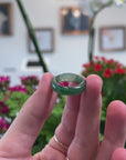 Baikalla Natural Icy Deep Green Jadeite Jade Traditional Ring 