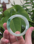 Baikalla Natural Icy Green Jadeite Jade Oval Bangle Bracelet (54.3 mm) 