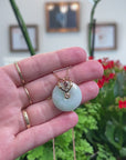 18k Rose Gold Natural Light Green Jadeite Constellation (Leo) Pendant W/ Tourmaline