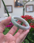 Baikalla Natural Green & Light Lavender Patch Jadeite Jade "Oval" Bangle Bracelet (53.7mm) 