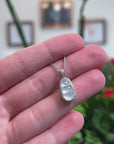 Baikalla Natural Icy Jadeite Jade "Mini Pea Pod" Pendant W/ 18kw Gold Bail & Natural Diamonds
