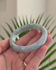 Baikalla Natural Light Blue-Green & Lavender Jadeite Jade "Half Round" Bangle Bracelet (53.8mm) 