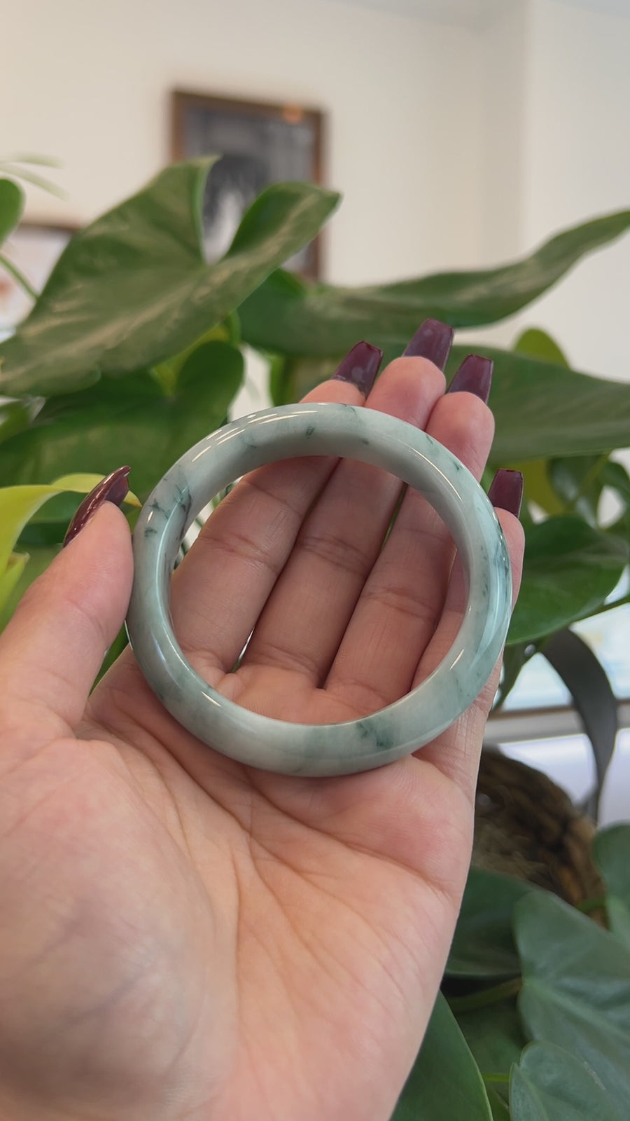 Baikalla Natural Burmese Blue-green Jadeite Jade Bangle Bracelet (54.77mm)#T145