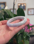 Baikalla Natural Light Blue-Green & Lavender Jadeite Jade "Half Round" Bangle Bracelet (59.9mm) 