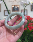 Baikalla Natural Green Jadeite Jade "Half Round" Bangle Bracelet (58mm) 