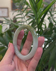 Baikalla Natural "Icy Hazel Green" Jadeite Jade Traditional Round Bangle Bracelet (57.9mm) 
