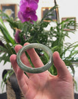 Baikalla Dark Oil-Green Jadeite Jade "Half Round" Bangle Bracelet (57.5mm) 