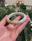Baikalla Natural Light Green & Orange Sajin (Golden Dust) Jadeite Jade "Half Round" Bangle Bracelet (59.6mm) 