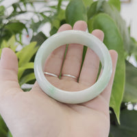Baikalla Classic Green Natural Jadeite Jade Wider Bangle Bracelet (57.8 mm) #995