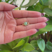 18k Gold Natural Oval Jadeite Jade Engagement Ring With Diamonds