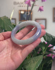 Baikalla Natural Light Blue-Green & Lavender Jadeite Jade "Half Round" Bangle Bracelet (57.6mm) 