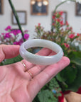 Baikalla Natural Icy Light Green W/ Light Lavender Patch Jadeite Jade Oval Bangle (53.8mm) 