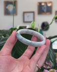 Baikalla Natural Light Blue-Green Flower Jadeite Jade "Oval" Bangle Bracelet (55.4mm) 