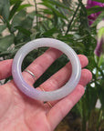 Baikalla "Vixen" Lavender & White-Green "Traditional Full-Round" Jadeite Jade Bangle Bracelet (57.5mm) 
