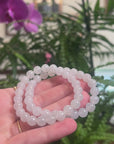 Baikalla Icy White Genuine Jadeite Jade Round Bead Bracelet (7.8mm)