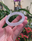Baikalla Icy White Moonlight "Traditional Round" Jadeite Jade Bangle Bracelet (50mm) 
