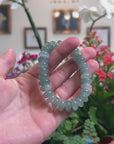 Baikalla Natural Icy Oil-Green Jadeite Jade Donut Shaped Bead Bracelet (12mm)