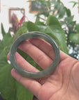 Baikalla Icy Deep Green Jadeite Jade Bangle Bracelet (56.7mm) 