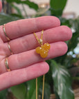 Baikalla Natural Deep Yellow Jadeite Jade Pendant W/ 18ky Gold Bail
