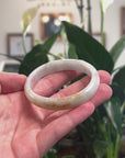 Baikalla Light Green W/ Sajin (Golden Dust) Jadeite Jade Oval "Half Round" Bangle Bracelet (56mm) 