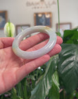 Baikalla Natural Light Green & Lavender W/ Yellow Patches Jadeite Jade "Half Round" Bangle Bracelet (53.7mm) 