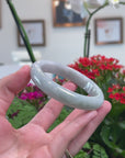 Baikalla Natural Light Lavender & Green Jadeite Jade "Half Round" Bangle Bracelet (61.8mm) 