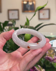 High-End Natural Icy Red Flowers Jadeite Jade "Half Round" Bangle Bracelet (56.6mm) 