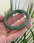 Icy Deep Green Natural Burmese Jadeite Jade Bangle – Half Round (54.7mm) TT925