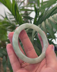 Baikalla Light Green Flower Jadeite Jade Bangle Bracelet (61mm) 