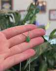 Baikalla Natural Vibrant Green Jadeite Jade "Mini Hulu" Pendant W/ 18kw Gold Bail & Natural Diamonds