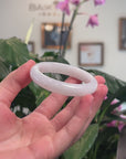 Baikalla Natural Icy Jadeite Jade "Half Round" Bangle Bracelet (53mm) 