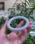 Baikalla Light Lavender W/ Light Green Patch "Traditional Round" Jadeite Jade Bangle Bracelet (59mm) 