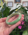 Genuine Burmese Yellow- Green Jadeite Jade Bangle (58.15 mm) 