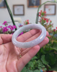 Baikalla Natural Light Icy Green & Lavender Jadeite Jade "Half Round" Bangle Bracelet (56.5mm) 