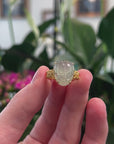 Baikalla Natural Icy Light Green Jadeite Jade "PiXiu" 18ky Gold Ring W/ Natural Diamonds 