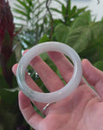 Baikalla "Half Round" Icy Jadeite Jade Bangle Bracelet (57.36mm) 