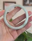 Baikalla™ "Classic" Genuine Jadeite Jade White-Green Bangle Bracelet (62.48mm) 